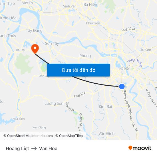 Hoàng Liệt to Vân Hòa map