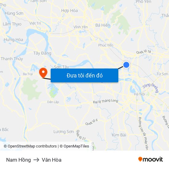 Nam Hồng to Vân Hòa map