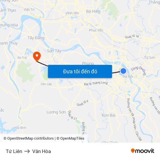 Tứ Liên to Vân Hòa map