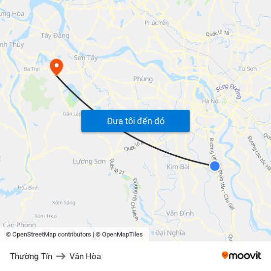 Thường Tín to Vân Hòa map