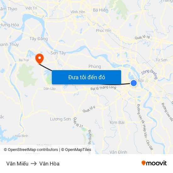 Văn Miếu to Vân Hòa map