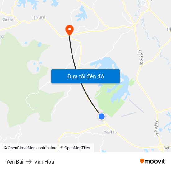 Yên Bài to Vân Hòa map