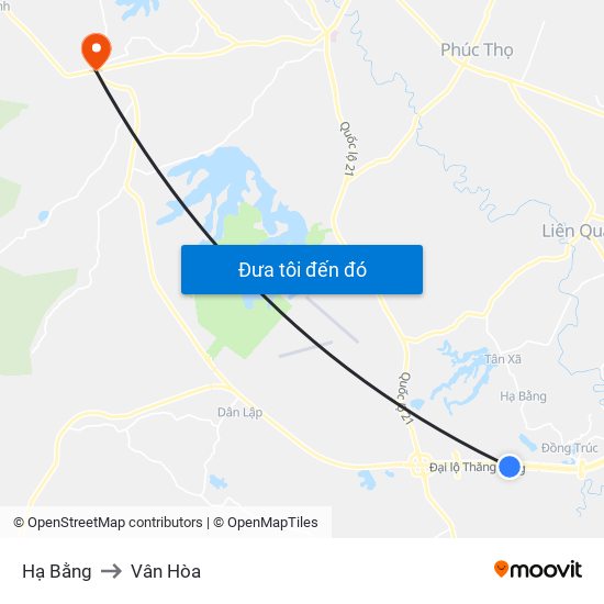Hạ Bằng to Vân Hòa map