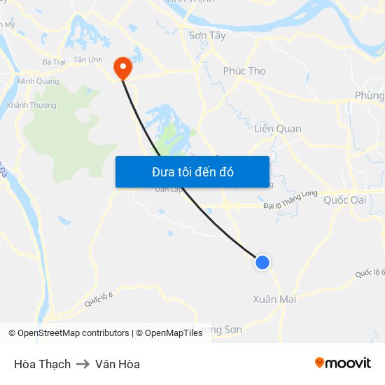 Hòa Thạch to Vân Hòa map