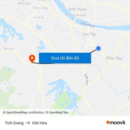 Tích Giang to Vân Hòa map