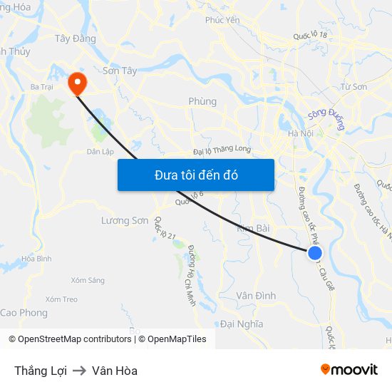 Thắng Lợi to Vân Hòa map