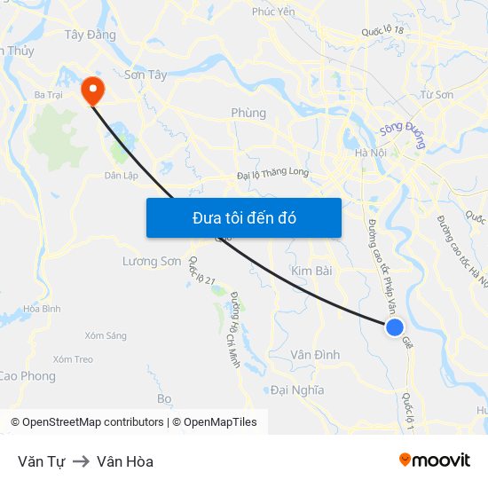 Văn Tự to Vân Hòa map