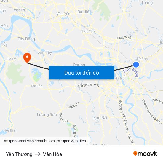 Yên Thường to Vân Hòa map