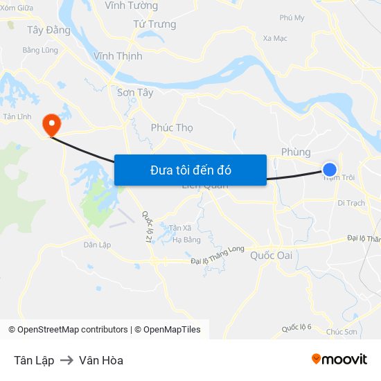 Tân Lập to Vân Hòa map