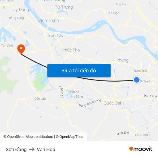 Sơn Đồng to Vân Hòa map