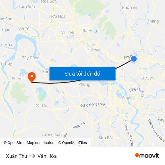 Xuân Thu to Vân Hòa map