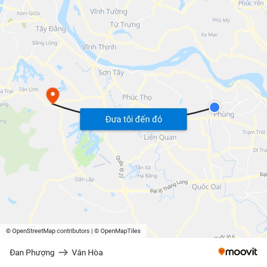 Đan Phượng to Vân Hòa map