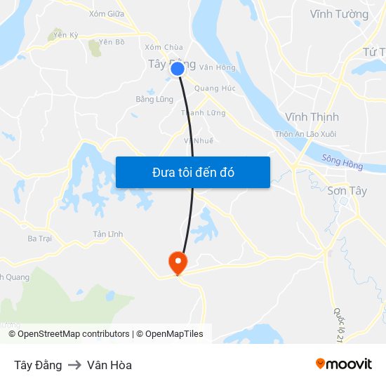 Tây Đằng to Vân Hòa map