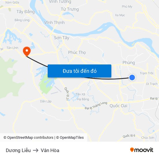 Dương Liễu to Vân Hòa map