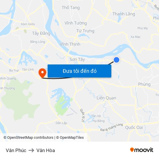 Vân Phúc to Vân Hòa map