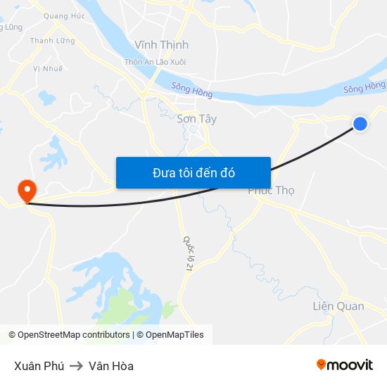 Xuân Phú to Vân Hòa map