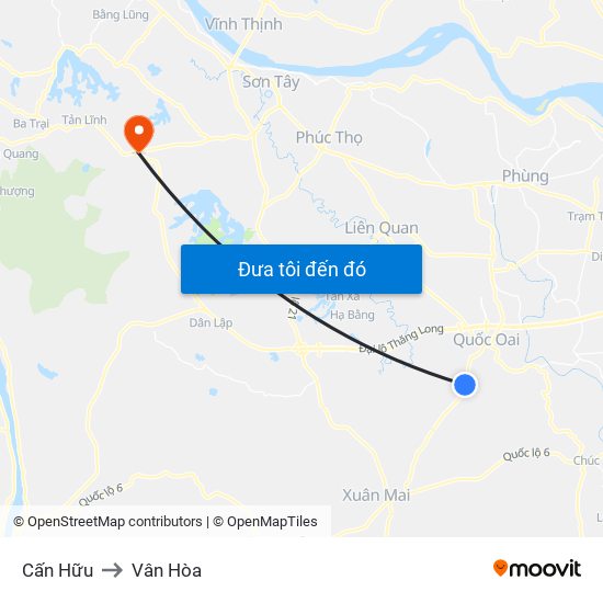 Cấn Hữu to Vân Hòa map