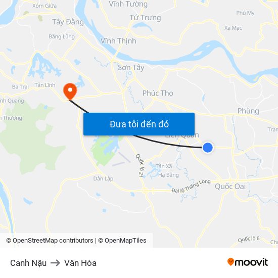 Canh Nậu to Vân Hòa map