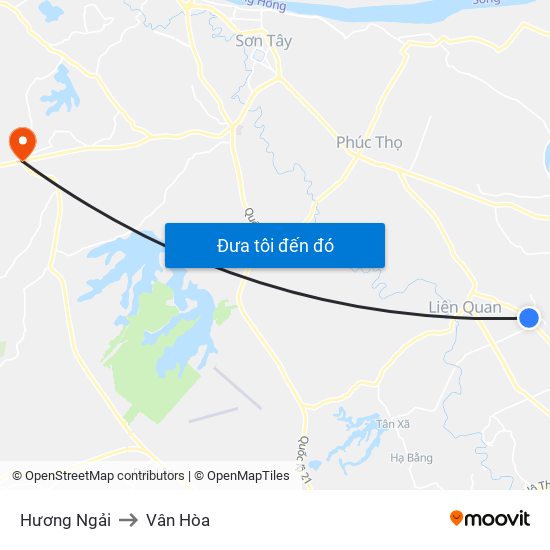 Hương Ngải to Vân Hòa map