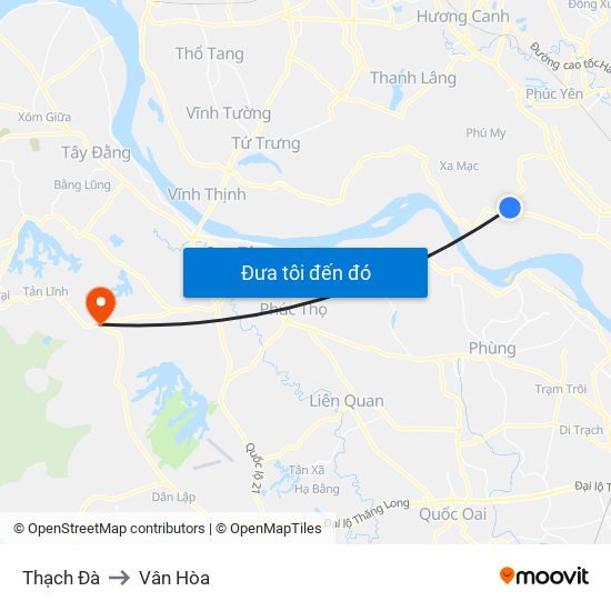 Thạch Đà to Vân Hòa map