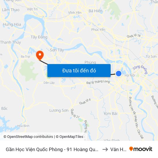 Gần Học Viện Quốc Phòng - 91 Hoàng Quốc Việt to Vân Hòa map