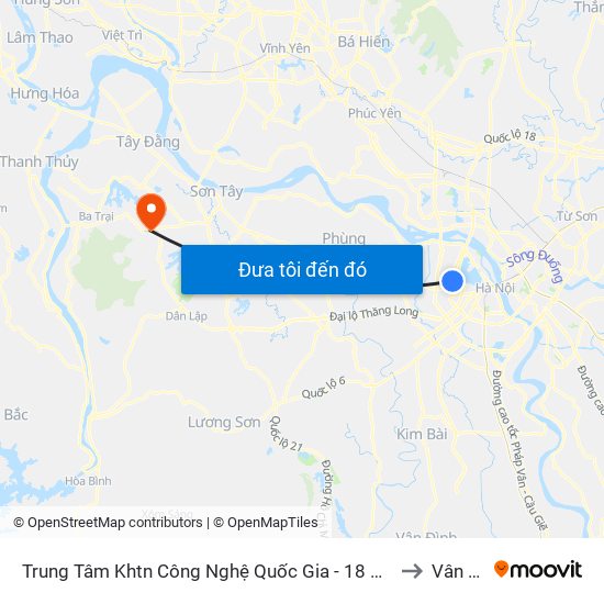 Trung Tâm Khtn Công Nghệ Quốc Gia - 18 Hoàng Quốc Việt to Vân Hòa map