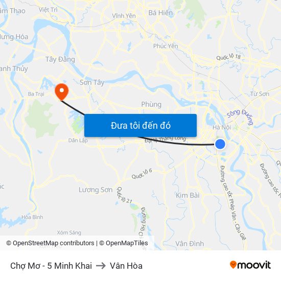 Chợ Mơ - 5 Minh Khai to Vân Hòa map