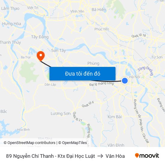 89 Nguyễn Chí Thanh - Ktx Đại Học Luật to Vân Hòa map