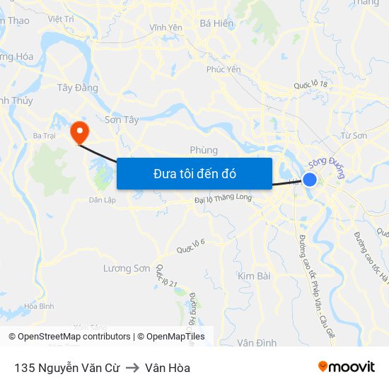 135 Nguyễn Văn Cừ to Vân Hòa map