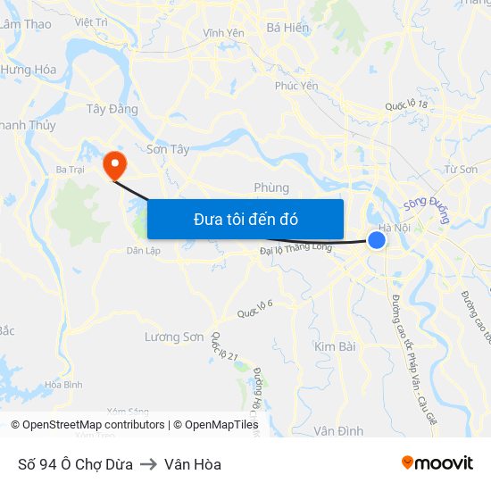 Số 94 Ô Chợ Dừa to Vân Hòa map