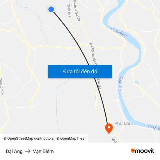 Đại Áng to Vạn Điểm map