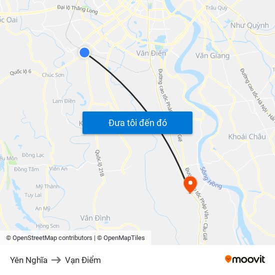 Yên Nghĩa to Vạn Điểm map