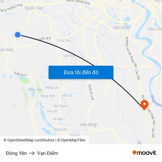 Đông Yên to Vạn Điểm map