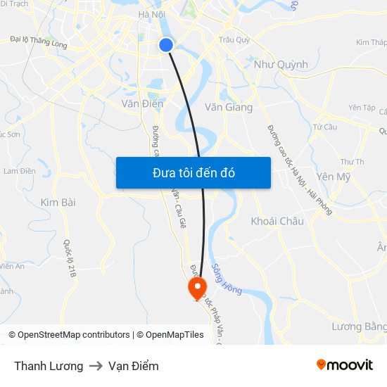 Thanh Lương to Vạn Điểm map