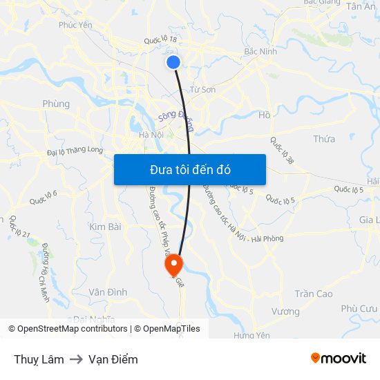 Thuỵ Lâm to Vạn Điểm map