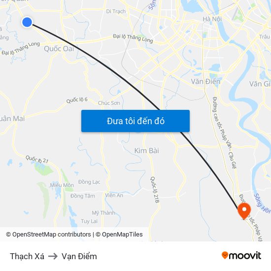 Thạch Xá to Vạn Điểm map