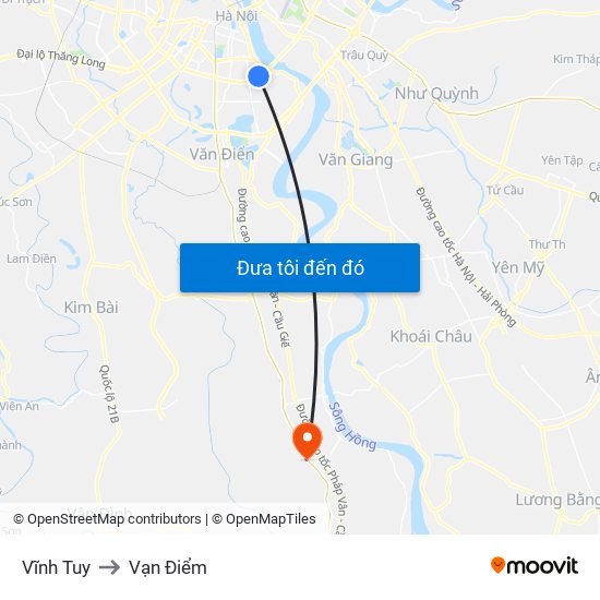 Vĩnh Tuy to Vạn Điểm map