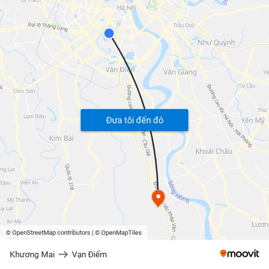 Khương Mai to Vạn Điểm map