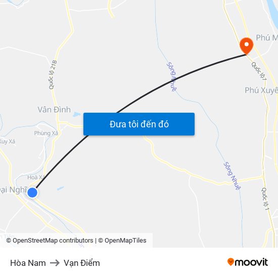 Hòa Nam to Vạn Điểm map