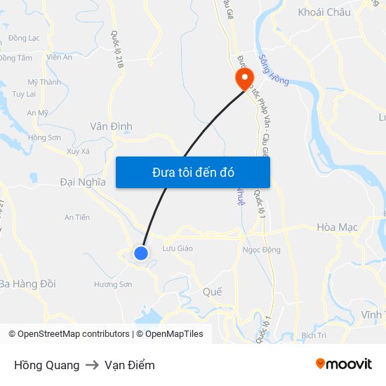 Hồng Quang to Vạn Điểm map