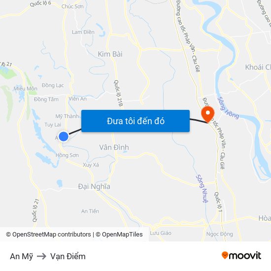 An Mỹ to Vạn Điểm map