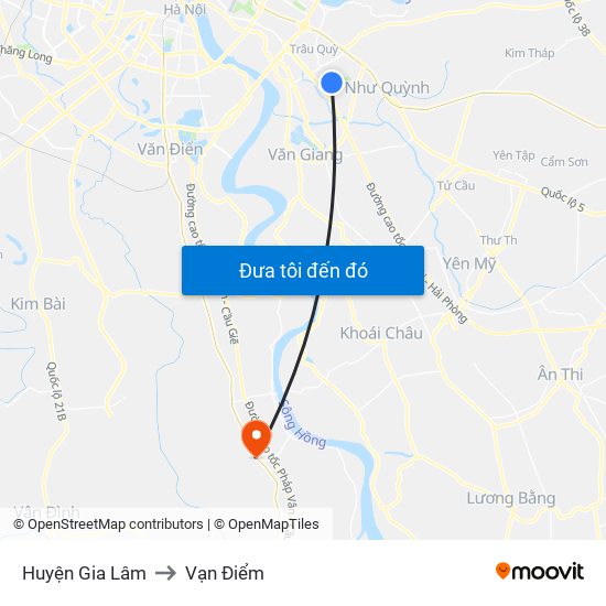 Huyện Gia Lâm to Vạn Điểm map