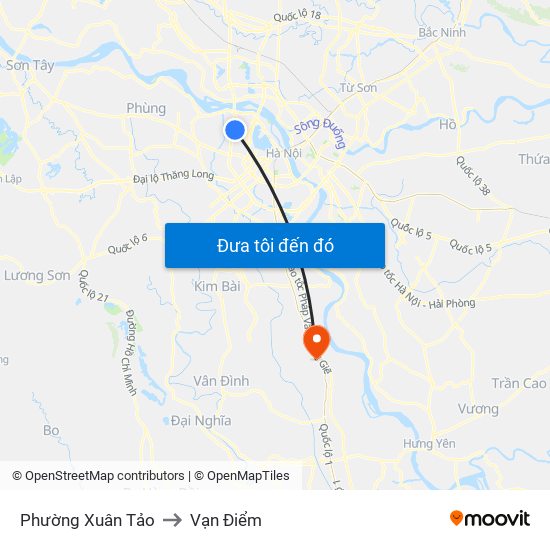 Phường Xuân Tảo to Vạn Điểm map