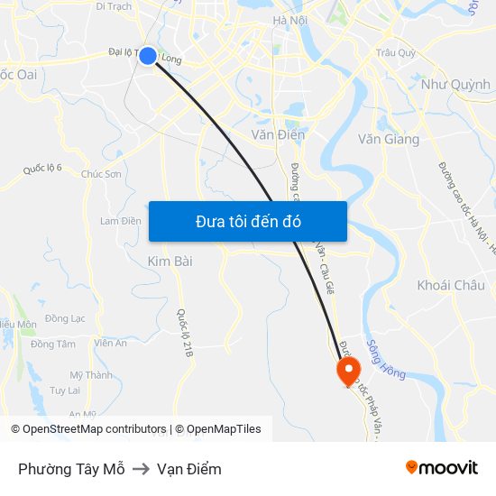 Phường Tây Mỗ to Vạn Điểm map