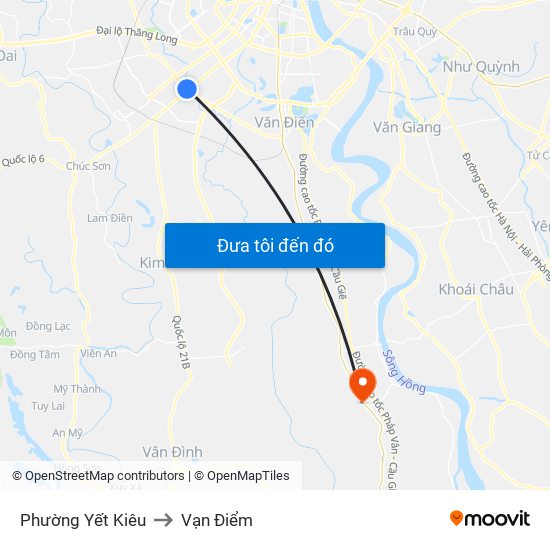 Phường Yết Kiêu to Vạn Điểm map