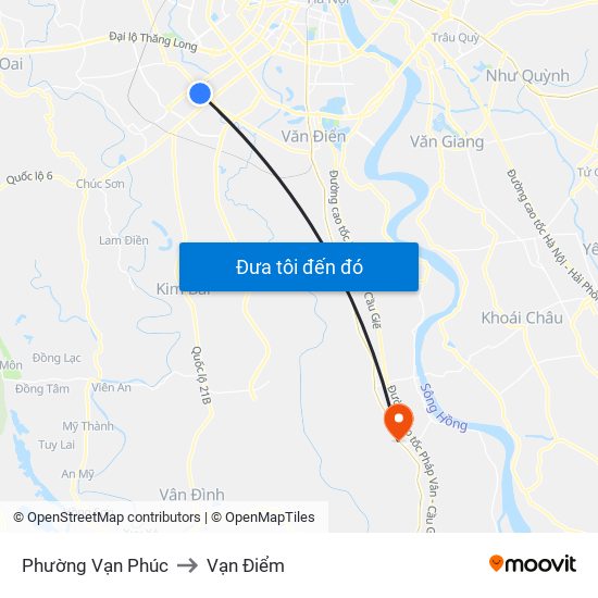 Phường Vạn Phúc to Vạn Điểm map