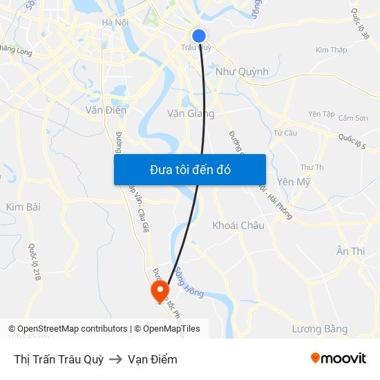 Thị Trấn Trâu Quỳ to Vạn Điểm map