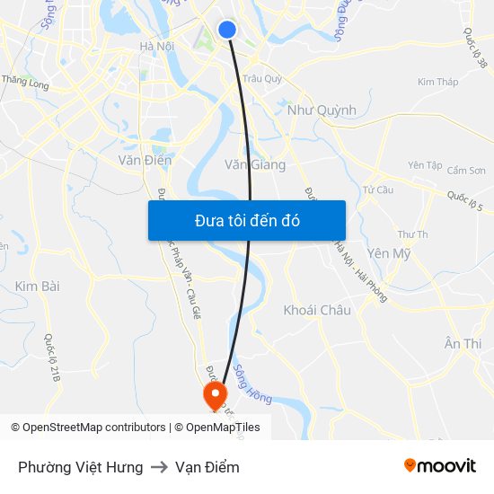 Phường Việt Hưng to Vạn Điểm map