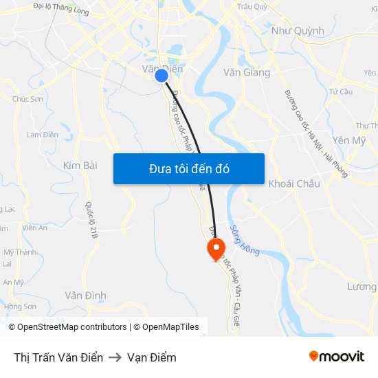 Thị Trấn Văn Điển to Vạn Điểm map