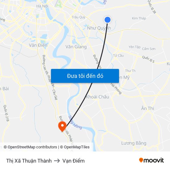 Thị Xã Thuận Thành to Vạn Điểm map